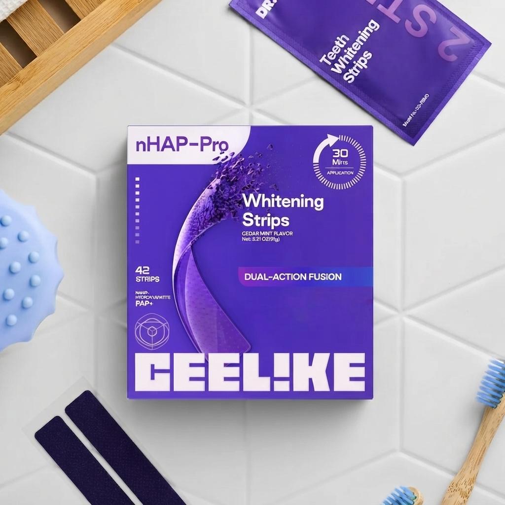 Tiras blanqueadoras de dientes moradas